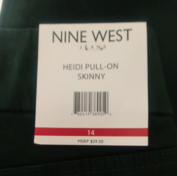New Nine West Dark Green Pull On Jeans / Size 14 - Picture 6 of 8